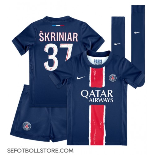 Paris Saint-Germain Milan Skriniar #37 Replika babykläder Hemmaställ Barn 2024-25 Kortärmad (+ korta byxor)